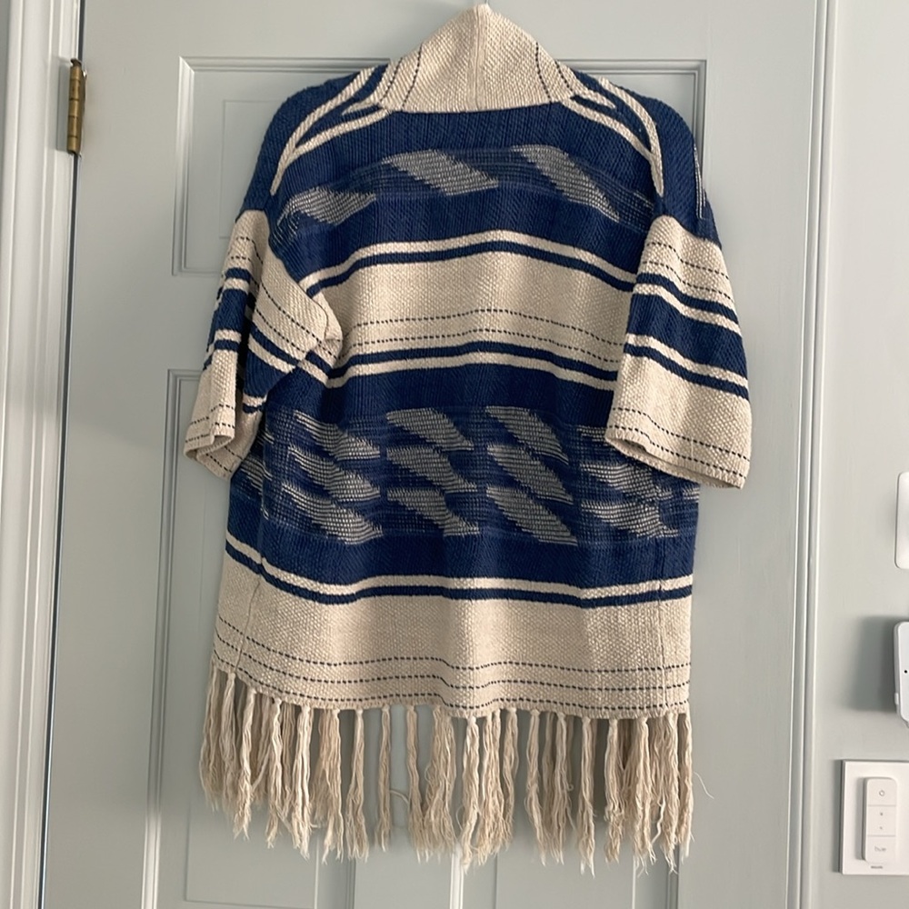 Vintage Ralph Lauren XS Tan and Blue Fringe Sweater - Picture 6 of 7